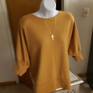 Mustard Sweater 1x Puff Sleeve